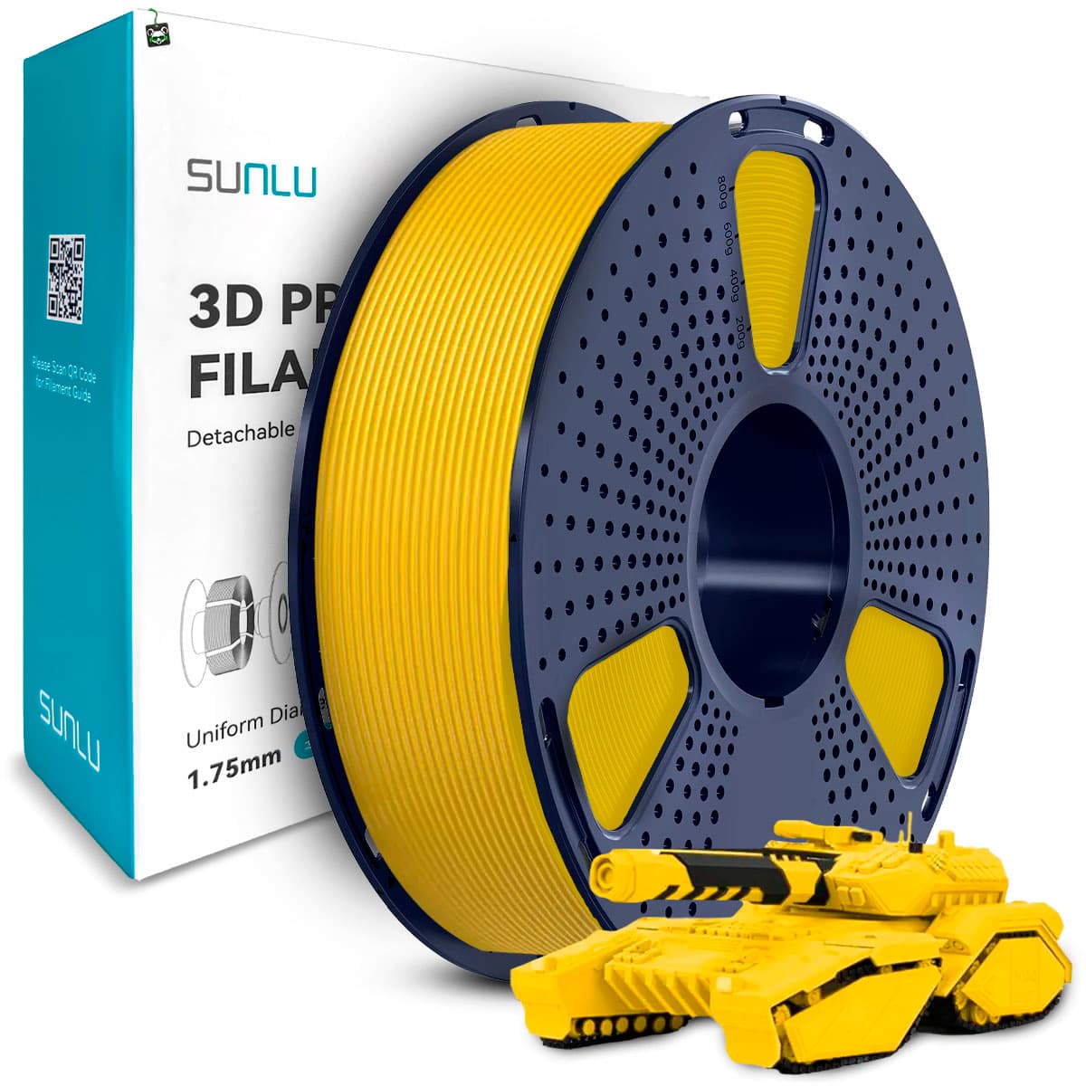 Filamento Sunlu PLA Amarelo 1.75MM, 1KG/SPOOL (yellow)