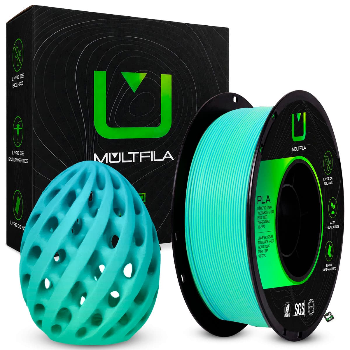 Filamento PLA Matte Dual Azul E Verde