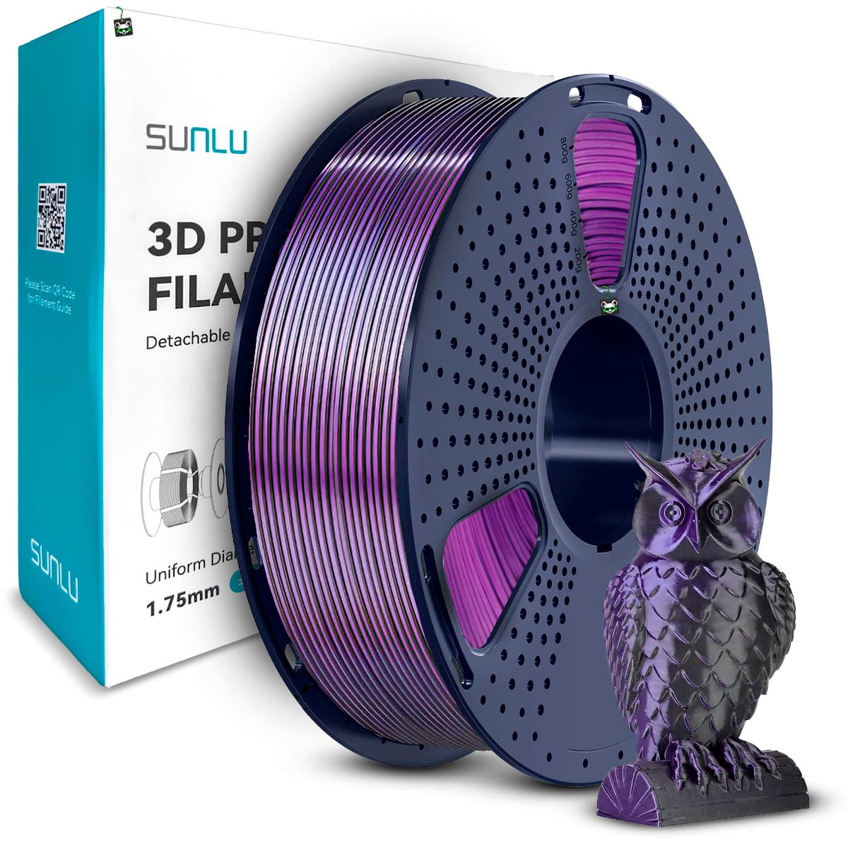 Filamento Sunlu Silk Pla+ Dual Col. Preto/roxo 1.75MM, 1KG (black/purple)