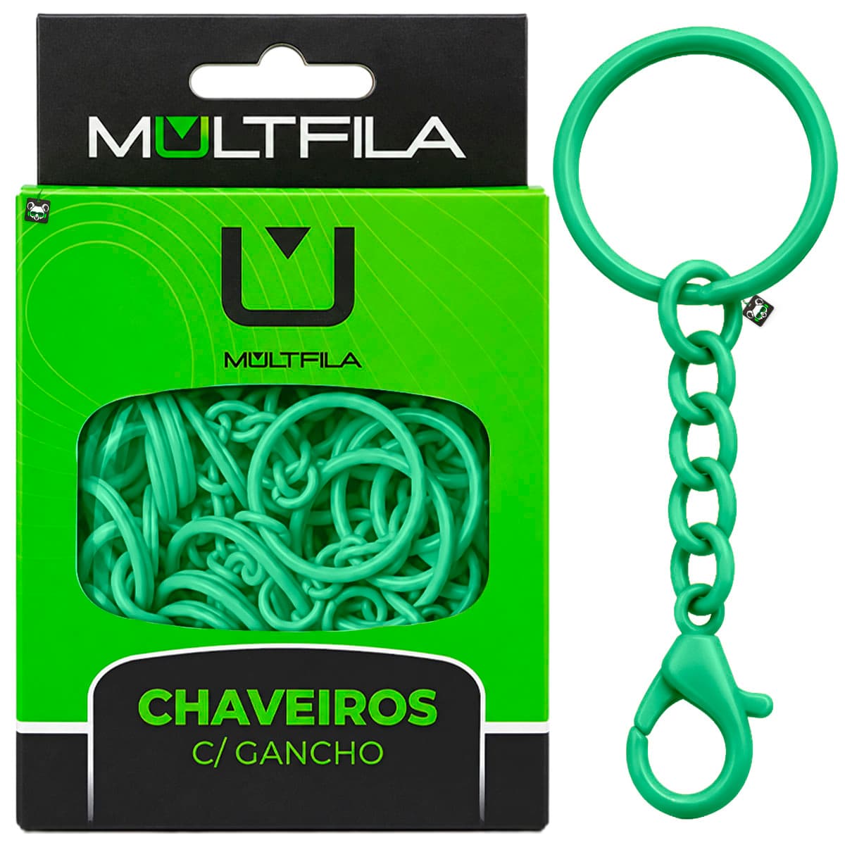 Kit 50 Chaveiros Gancho Argola Simples Verde
