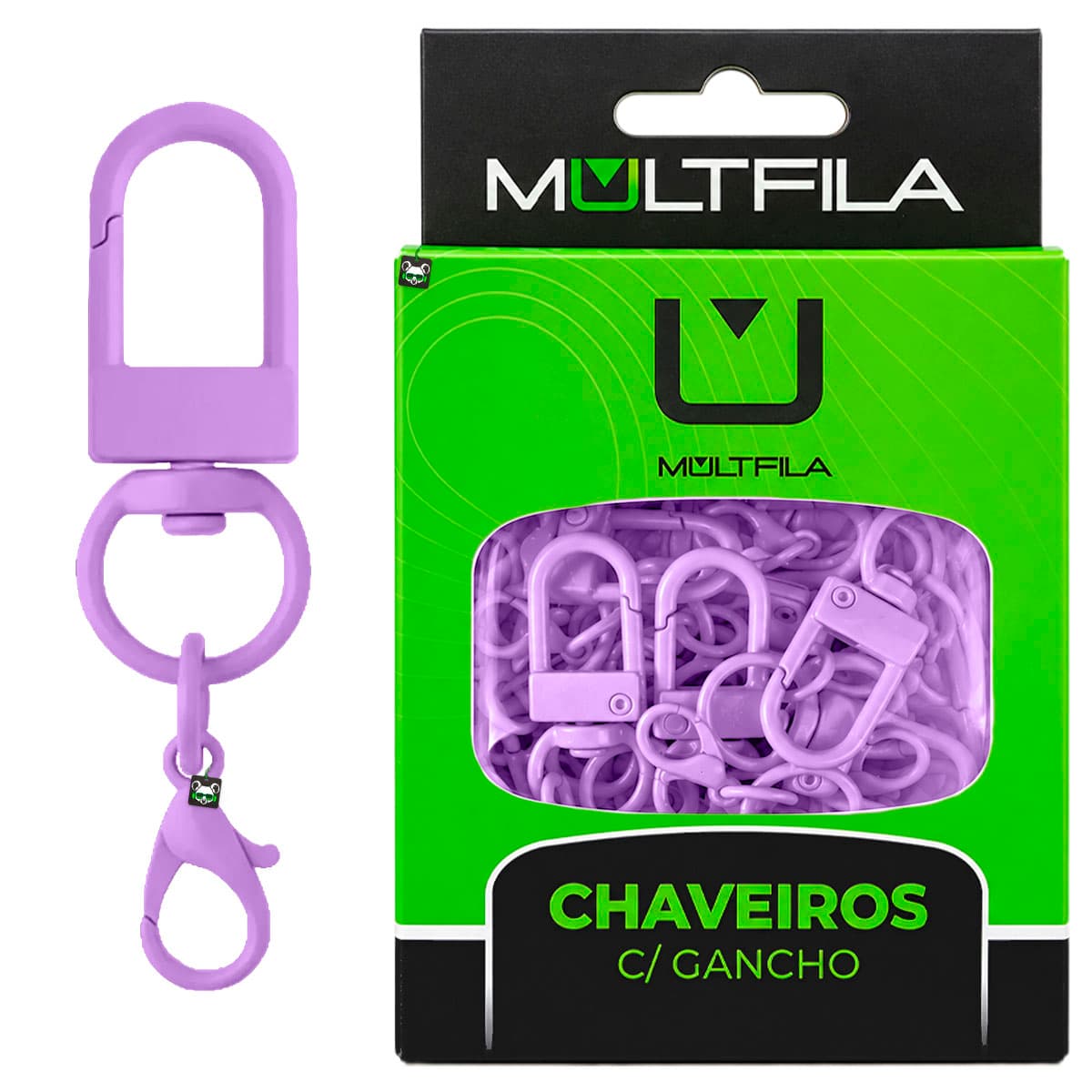 Kit 50 Chaveiros Gancho Duplo Roxo