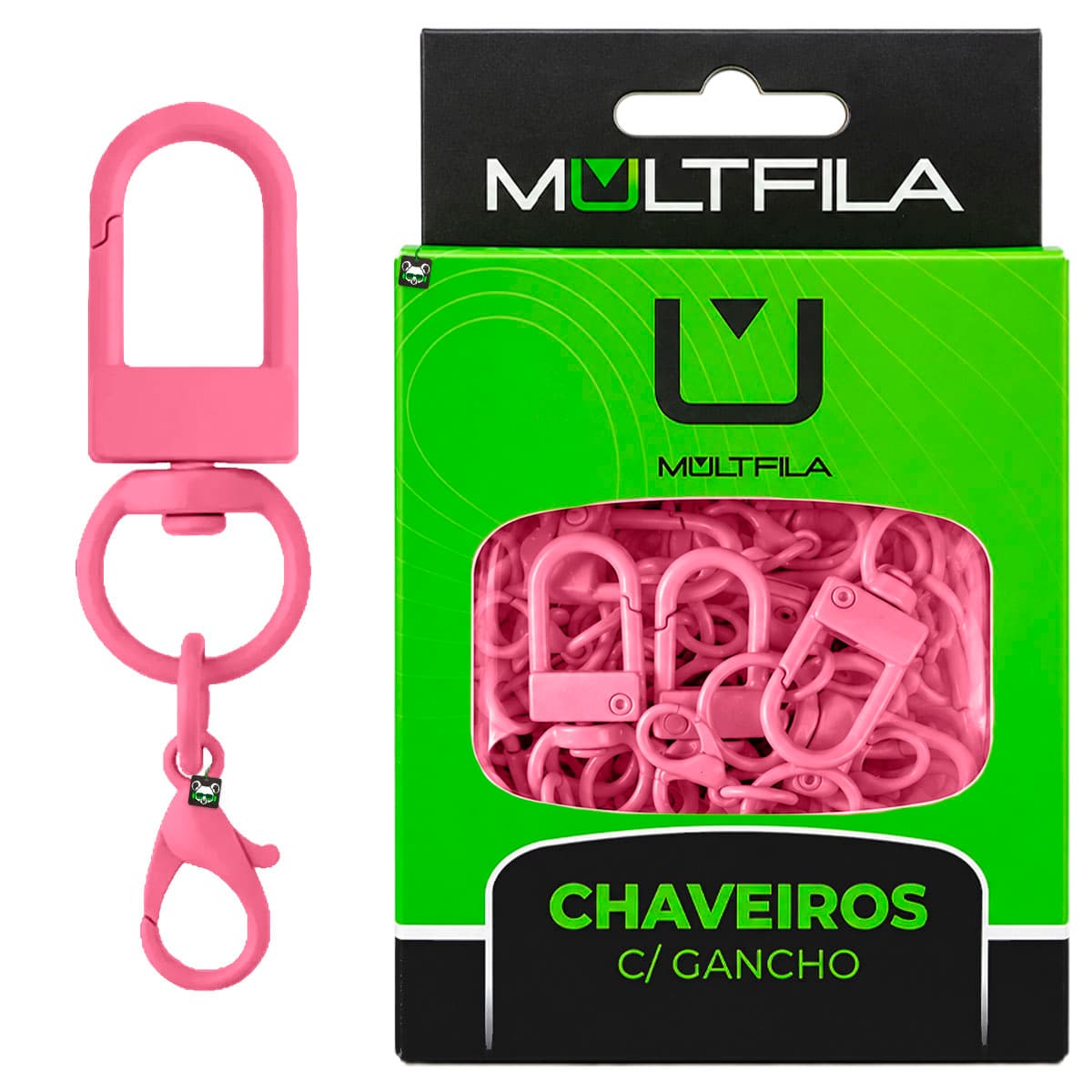Kit 50 Chaveiros Gancho Duplo Rosa Escuro
