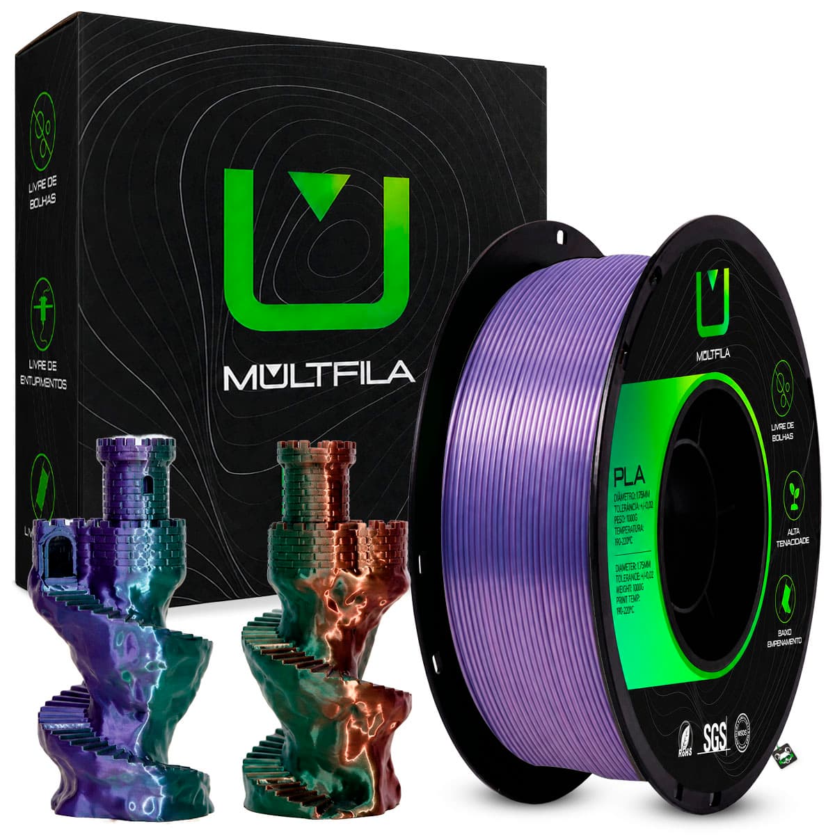 Tricolor Verde Roxo Cobre