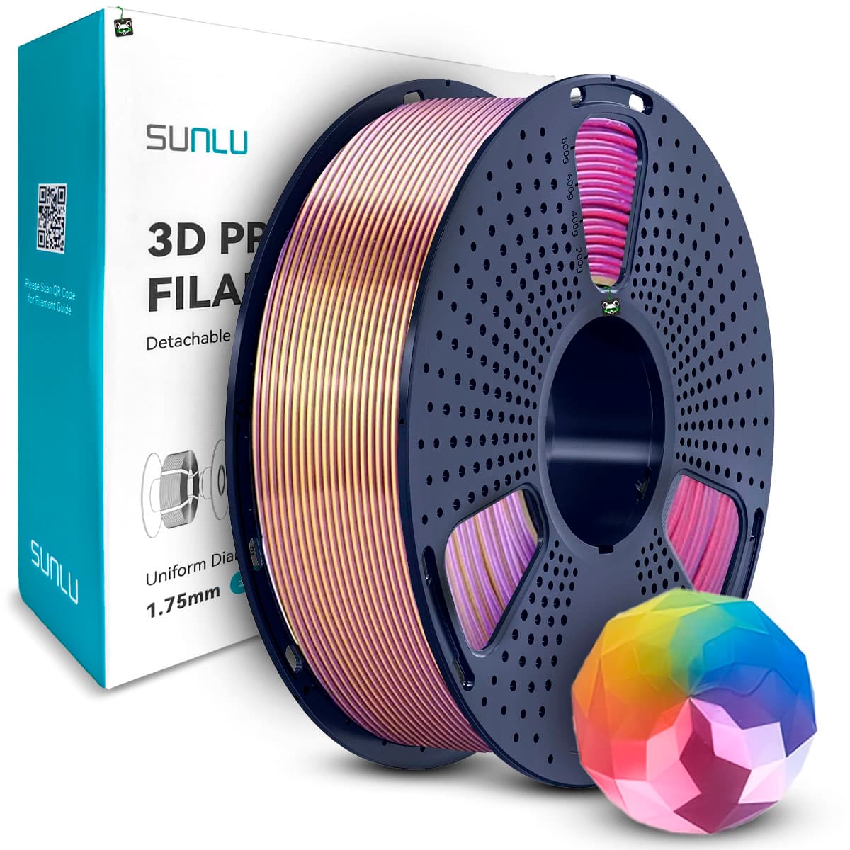 Filamento Sunlu Silk Pla+ Dourado/roxo/vermelho/azul 1.75MM, 1KG (g/p/r/b)