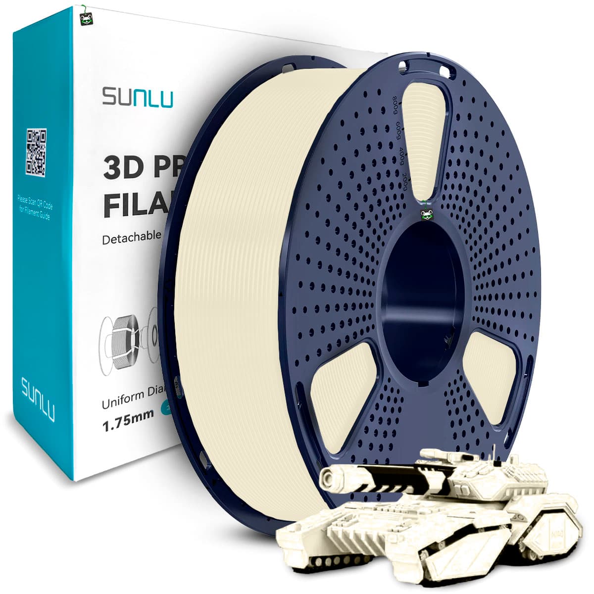 Filamento Sunlu PLA Branco Osso 1.75MM, 1KG/SPOOL (bone White)