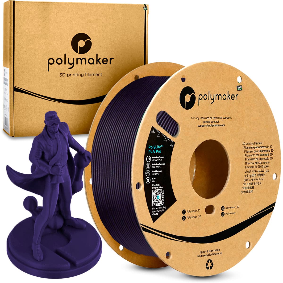 Filamento Polymaker Polylite PLA Pro 1.75MM 1KG Roxo Escuro