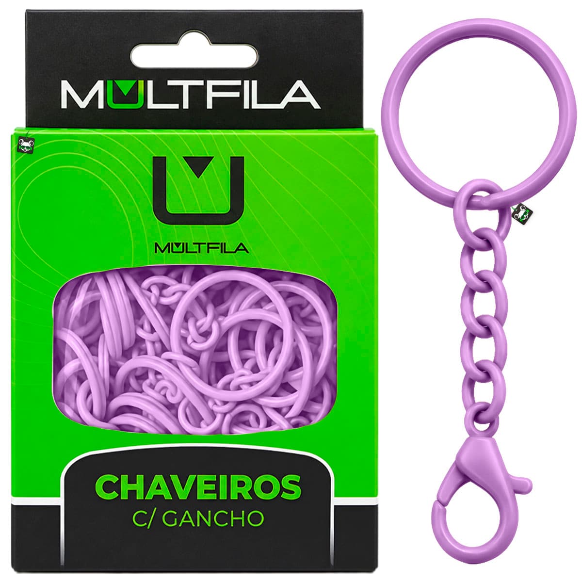 Kit 50 Chaveiros Gancho Argola Simples Roxo