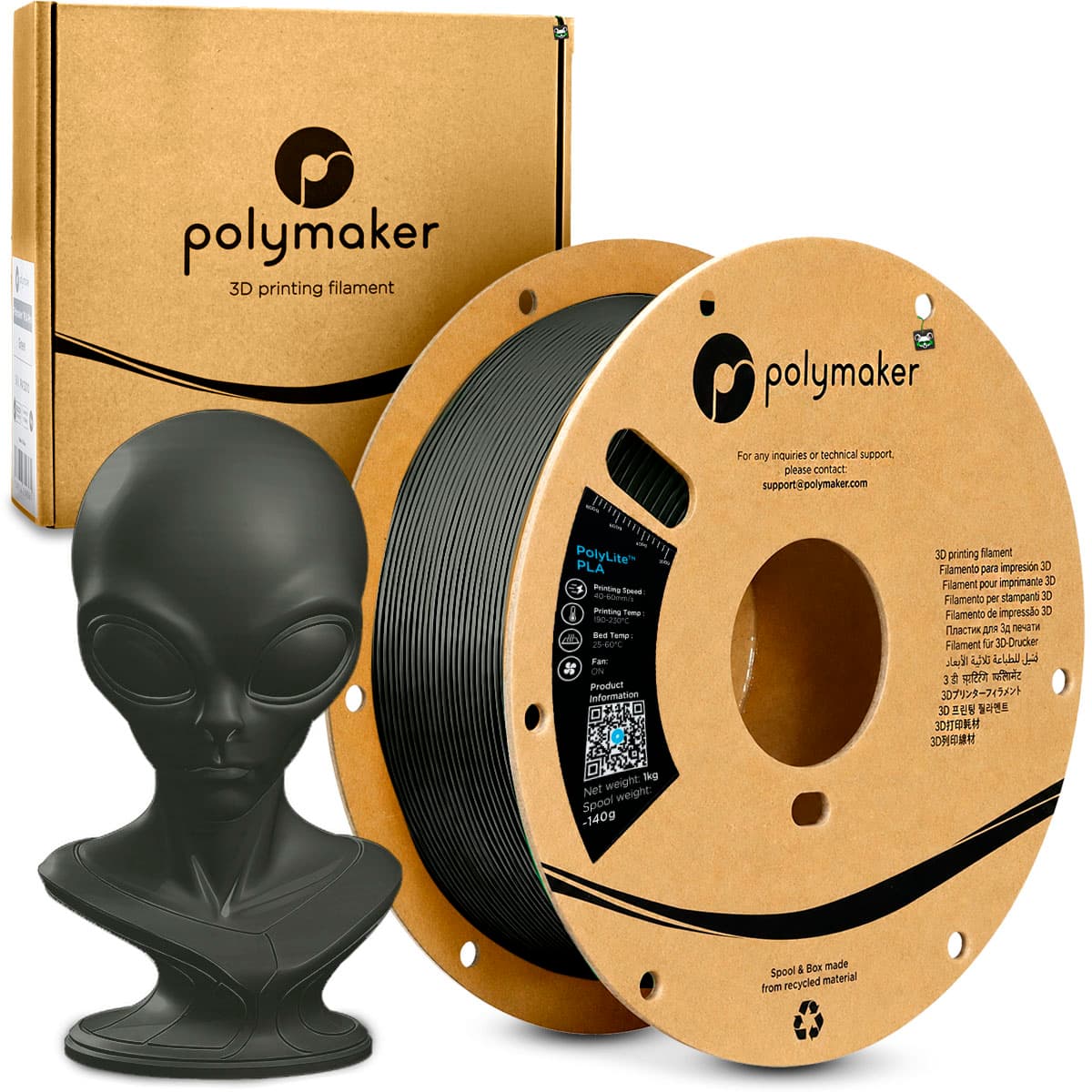 Filamento Polymaker Polylite PLA 1.75MM 1KG Verde Escuro Acinzentado