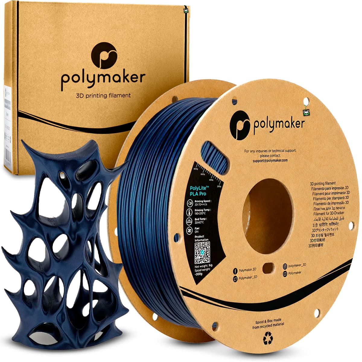 Filamento Polymaker Polylite PLA Pro 1.75MM 1KG Azul Metalico