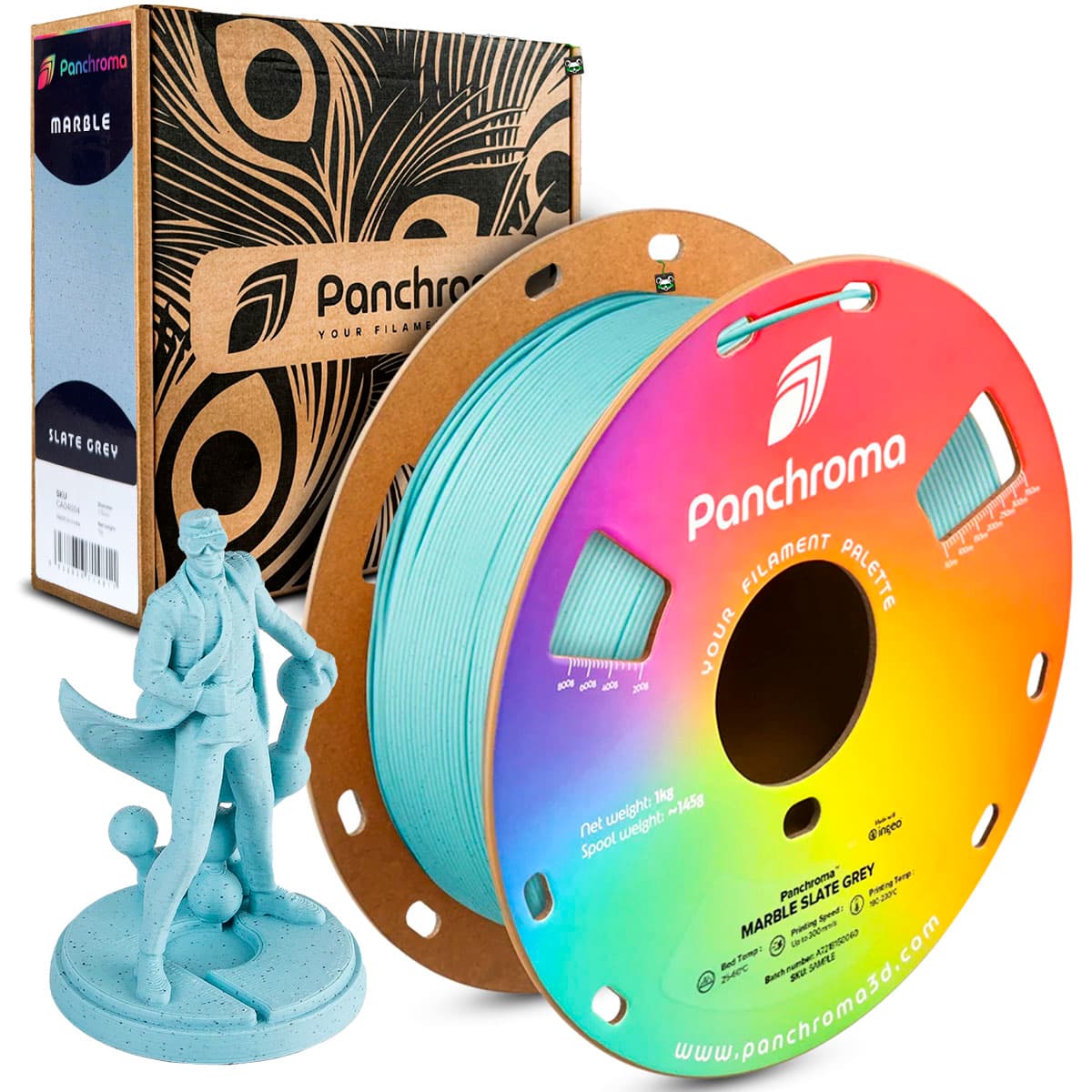 Filamento Polymaker PLA Marble 1.75MM 1KG Marble Slate Grey Cinza Ardosia Marmore