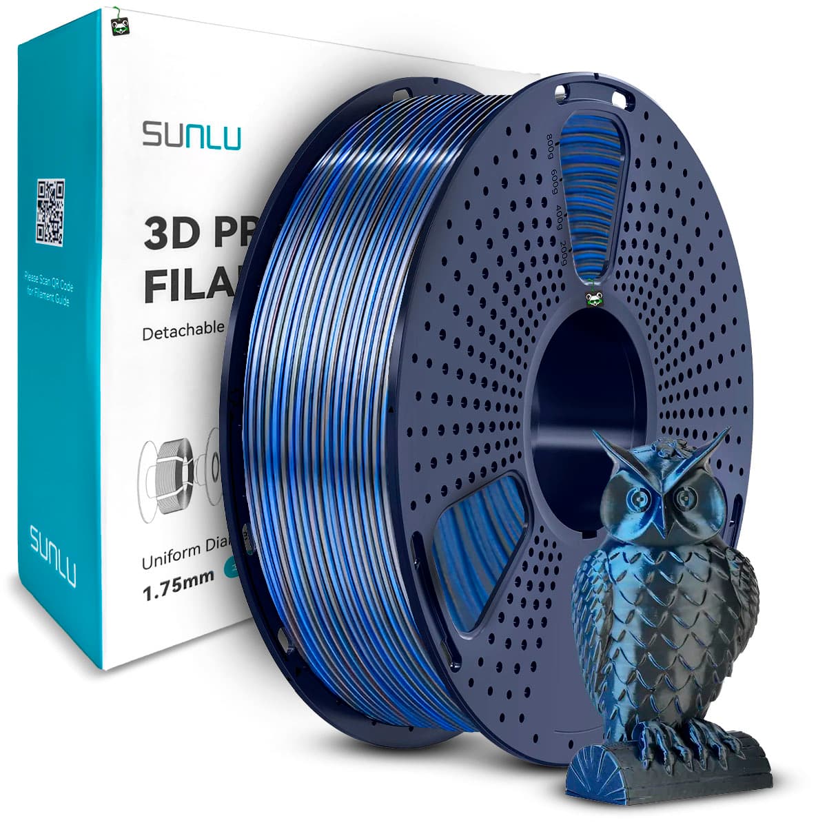 Filamento Sunlu Silk Pla+ Dual Col. Preto/azul 1.75MM, 1KG (black/blue)