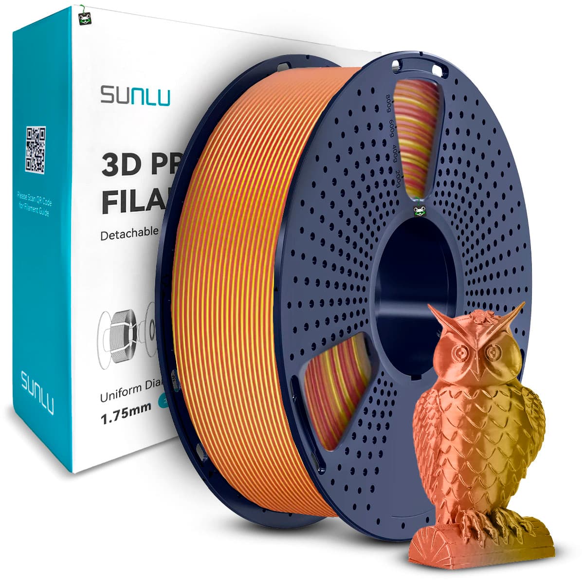 Filamento Sunlu Silk Pla+ Dual Col. Vermelho/dourado 1.75MM, 1KG (red/gold)