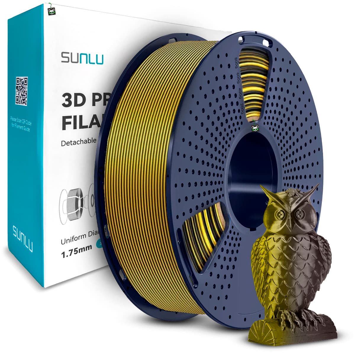 Filamento Sunlu Silk Pla+ Dual Col. Preto/dourado 1.75MM, 1KG (black/gold)