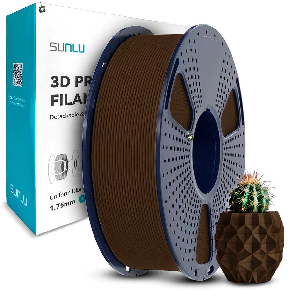 Filamento Sunlu Wood Walnut-wood (madeira Nogueira) 1.75MM, 1KG/SPOOL