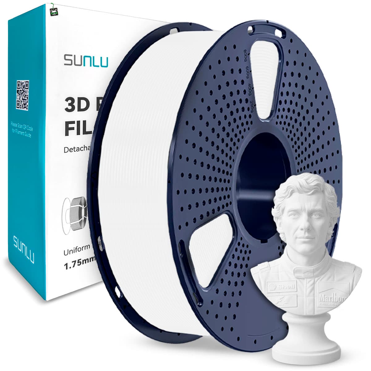 Filamento Sunlu PLA Branco Fosco 1.75MM, 1KG/SPOOL (matte White)