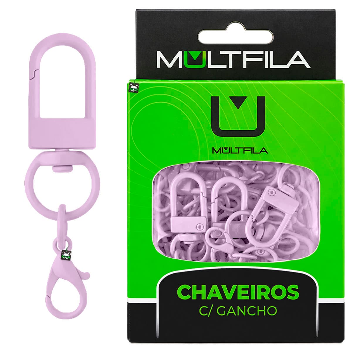 Kit 50 Chaveiros Gancho Duplo Lilas